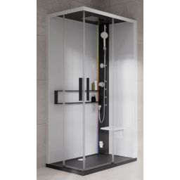 Novellini Glax 2 2.0 A kabina z hydromasażem 90x70 cm prawa parowa z brodzikiem czarna G22A9079DM5-1HU