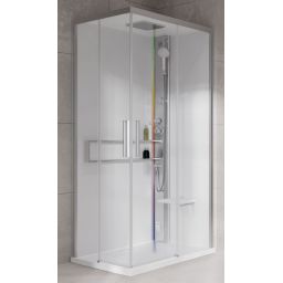 Novellini Glax 2 2.0 A kabina z hydromasażem 90x70 cm prawa parowa z brodzikiem srebrna G22A9079DT5-1BB