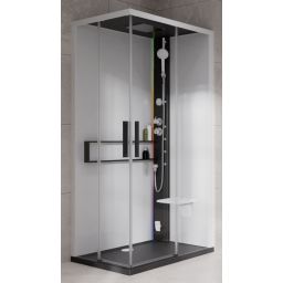 Novellini Glax 2 2.0 A kabina z hydromasażem 90x70 cm prawa parowa z brodzikiem czarna G22A9079DT5-1HU