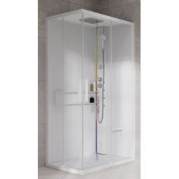 Novellini Glax 2 2.0 A kabina z hydromasażem 90x70 cm prawa parowa z brodzikiem total biała G22A9079DT5-1UU