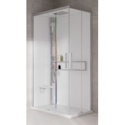 Novellini Glax 2 2.0 A kabina z hydromasażem 90x70 cm lewa parowa z brodzikiem srebrna G22A9079SM5-1BB