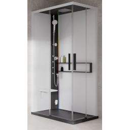 Novellini Glax 2 2.0 A kabina z hydromasażem 90x70 cm lewa parowa z brodzikiem czarna G22A9079SM5-1HU