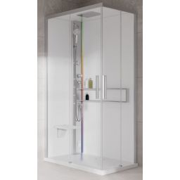 Novellini Glax 2 2.0 A kabina z hydromasażem 90x70 cm lewa parowa z brodzikiem srebrna G22A9079ST5-1BB