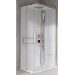 Novellini Glax 2 2.0 A kabina z hydromasażem 90x90 cm parowa z brodzikiem srebrna G22A90M5-1BB