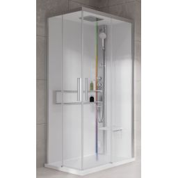 Novellini Glax 2 2.0 A kabina z hydromasażem 90x90 cm parowa z brodzikiem srebrna G22A90T5-1BB