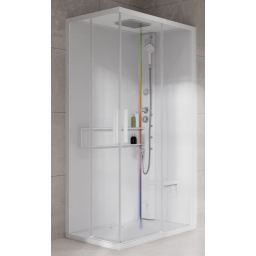 Novellini Glax 2 2.0 A kabina z hydromasażem 90x90 cm parowa z brodzikiem total biała G22A90T5-1UU