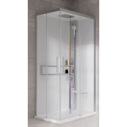 Novellini Glax 2 2.0 A kabina z hydromasażem 90x90 cm parowa z brodzikiem srebrna G22A99M5-1BB