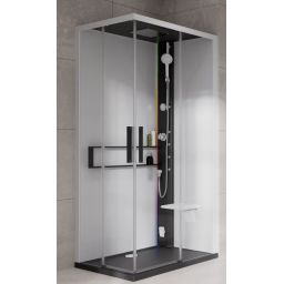 Novellini Glax 2 2.0 A kabina z hydromasażem 90x90 cm parowa z brodzikiem czarna G22A99M5-1HU