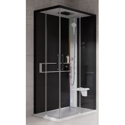 Novellini Glax 2 2.0 A kabina z hydromasażem 90x90 cm parowa z brodzikiem biała G22A99M5-1UH