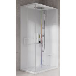 Novellini Glax 2 2.0 A kabina z hydromasażem 90x90 cm parowa z brodzikiem total biała G22A99M5-1UU