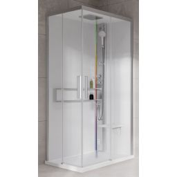 Novellini Glax 2 2.0 A kabina z hydromasażem 90x90 cm parowa z brodzikiem srebrna G22A99T5-1BB