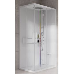 Novellini Glax 2 2.0 A kabina z hydromasażem 90x90 cm parowa z brodzikiem total biała G22A99T5-1UU