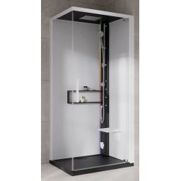 Novellini Glax 2 2.0 G+F kabina z hydromasażem 80 cm kwadratowa prawa parowa z brodzikiem czarna G22GF80DM5-1HU