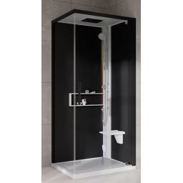 Novellini Glax 2 2.0 G+F kabina z hydromasażem 80 cm kwadratowa prawa parowa z brodzikiem biała G22GF80DM5-1UH