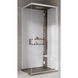 Novellini Glax 2 2.0 G+F kabina z hydromasażem 80 cm kwadratowa prawa parowa z brodzikiem corda G22GF80DT5-1TU