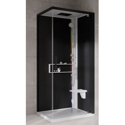 Novellini Glax 2 2.0 G+F kabina z hydromasażem 80 cm kwadratowa prawa parowa z brodzikiem biała G22GF80DT5-1UH