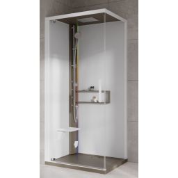 Novellini Glax 2 2.0 G+F kabina z hydromasażem 80 cm kwadratowa lewa parowa z brodzikiem corda G22GF80SM5-1TU