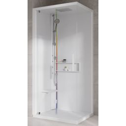 Novellini Glax 2 2.0 G+F kabina z hydromasażem 80 cm kwadratowa lewa parowa z brodzikiem total biała G22GF80SM5-1UU