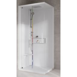 Novellini Glax 2 2.0 G+F kabina z hydromasażem 80 cm kwadratowa lewa parowa z brodzikiem total biała G22GF80ST5-1UU