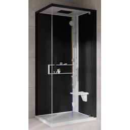 Novellini Glax 2 2.0 G+F kabina z hydromasażem 80 cm kwadratowa prawa parowa z brodzikiem biała G22GF89DM5-1UH