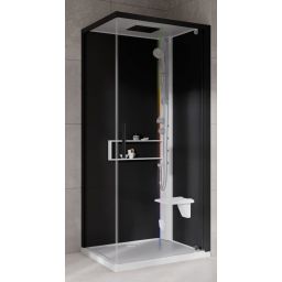 Novellini Glax 2 2.0 G+F kabina z hydromasażem 80 cm kwadratowa prawa parowa z brodzikiem biała G22GF89DT5-1UH