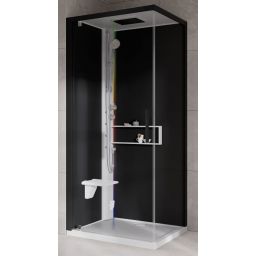 Novellini Glax 2 2.0 G+F kabina z hydromasażem 80 cm kwadratowa lewa parowa z brodzikiem biała G22GF89SM5-1UH