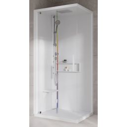 Novellini Glax 2 2.0 G+F kabina z hydromasażem 80 cm kwadratowa lewa parowa z brodzikiem total biała G22GF89SM5-1UU