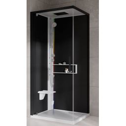 Novellini Glax 2 2.0 G+F kabina z hydromasażem 80 cm kwadratowa lewa parowa z brodzikiem biała G22GF89ST5-1UH