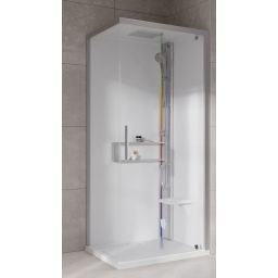 Novellini Glax 2 2.0 G+F kabina z hydromasażem 90 cm kwadratowa prawa parowa z brodzikiem srebrna G22GF90DM5-1BB