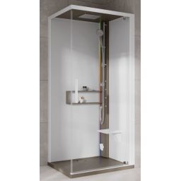 Novellini Glax 2 2.0 G+F kabina z hydromasażem 90 cm kwadratowa prawa parowa z brodzikiem corda G22GF90DM5-1TU