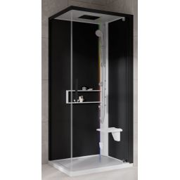 Novellini Glax 2 2.0 G+F kabina z hydromasażem 90 cm kwadratowa prawa parowa z brodzikiem biała G22GF90DM5-1UH