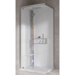 Novellini Glax 2 2.0 G+F kabina z hydromasażem 90 cm kwadratowa lewa parowa z brodzikiem srebrna G22GF90SM5-1BB