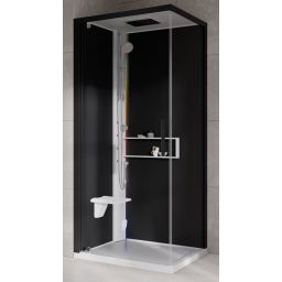 Novellini Glax 2 2.0 G+F kabina z hydromasażem 90 cm kwadratowa lewa parowa z brodzikiem biała G22GF90SM5-1UH