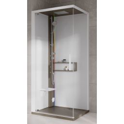 Novellini Glax 2 2.0 G+F kabina z hydromasażem 90 cm kwadratowa lewa parowa z brodzikiem corda G22GF90ST5-1TU