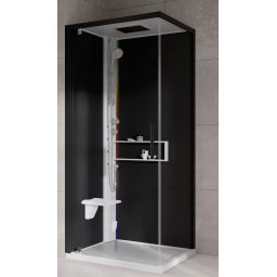 Novellini Glax 2 2.0 G+F kabina z hydromasażem 90 cm kwadratowa lewa parowa z brodzikiem biała G22GF90ST5-1UH