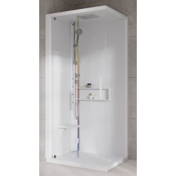 Novellini Glax 2 2.0 G+F kabina z hydromasażem 90 cm kwadratowa lewa parowa z brodzikiem total biała G22GF90ST5-1UU