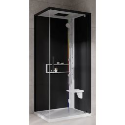 Novellini Glax 2 2.0 G+F kabina z hydromasażem 90 cm kwadratowa prawa parowa z brodzikiem biała G22GF99DM5-1UH