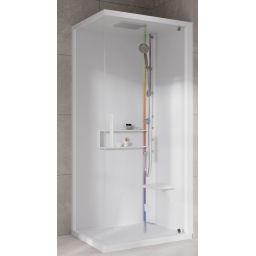 Novellini Glax 2 2.0 G+F kabina z hydromasażem 90 cm kwadratowa prawa parowa z brodzikiem total biała G22GF99DM5-1UU