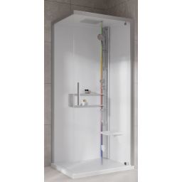 Novellini Glax 2 2.0 G+F kabina z hydromasażem 90 cm kwadratowa prawa parowa z brodzikiem srebrna G22GF99DT5-1BB