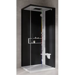 Novellini Glax 2 2.0 G+F kabina z hydromasażem 90 cm kwadratowa prawa parowa z brodzikiem biała G22GF99DT5-1UH