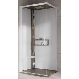 Novellini Glax 2 2.0 G+F kabina z hydromasażem 90 cm kwadratowa lewa parowa z brodzikiem corda G22GF99SM5-1TU