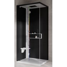 Novellini Glax 2 2.0 G+F kabina z hydromasażem 90 cm kwadratowa lewa parowa z brodzikiem biała G22GF99SM5-1UH