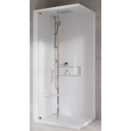 Novellini Glax 2 2.0 G+F kabina z hydromasażem 90 cm kwadratowa lewa parowa z brodzikiem total biała G22GF99SM5-1UU