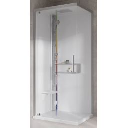 Novellini Glax 2 2.0 G+F kabina z hydromasażem 90 cm kwadratowa lewa parowa z brodzikiem srebrna G22GF99ST5-1BB