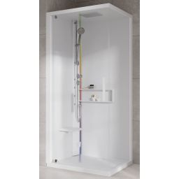 Novellini Glax 2 2.0 G+F kabina z hydromasażem 90 cm kwadratowa lewa parowa z brodzikiem total biała G22GF99ST5-1UU