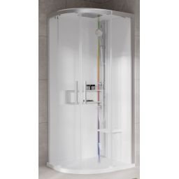 Novellini Glax 2 2.0 R kabina z hydromasażem 100x100 cm półokrągła parowa z brodzikiem srebrna G22R100M5-1BB