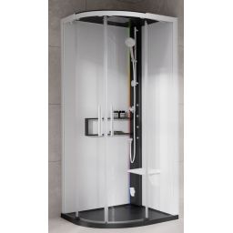 Novellini Glax 2 2.0 R kabina z hydromasażem 100x100 cm półokrągła parowa z brodzikiem czarna G22R100M5-1HU