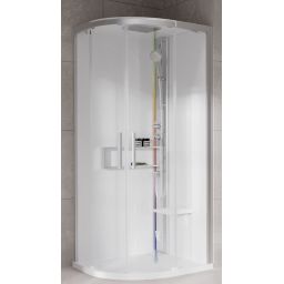 Novellini Glax 2 2.0 R kabina z hydromasażem 100x100 cm półokrągła parowa z brodzikiem srebrna G22R100T5-1BB