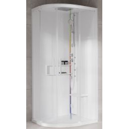 Novellini Glax 2 2.0 R kabina z hydromasażem 100x100 cm półokrągła parowa z brodzikiem total biała G22R100T5-1UU