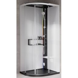 Novellini Glax 2 2.0 R kabina z hydromasażem 100x100 cm półokrągła parowa z brodzikiem czarna G22R109M5-1HU